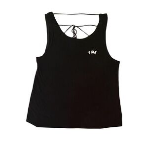 PINK Victoria's Secret Black Backless Tie Front Tank Top
